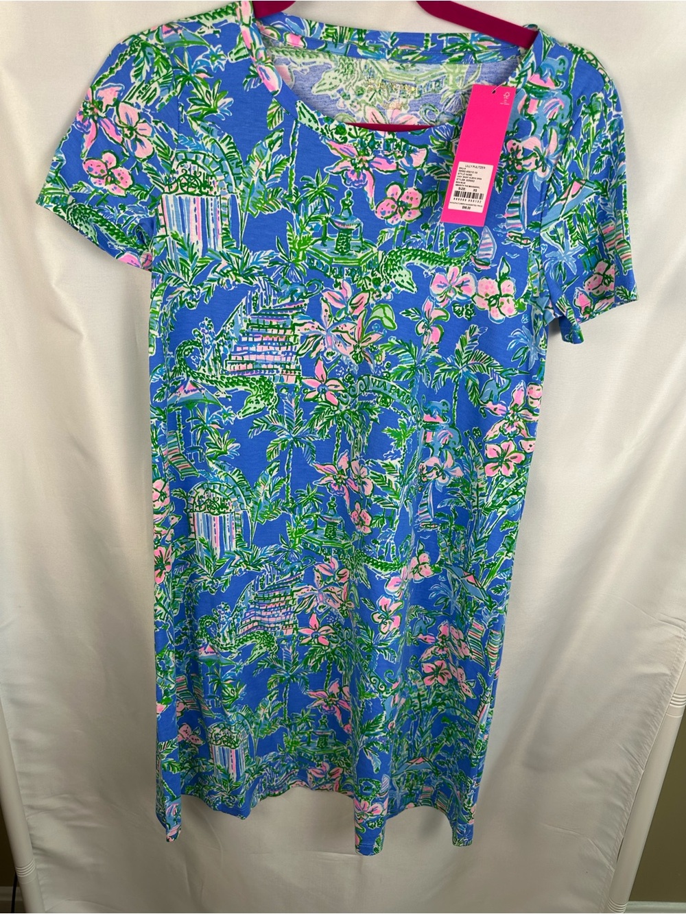Lilly Pulitzer NWT, XS Cody short sleeve dress, Boca blue beneath the botanical